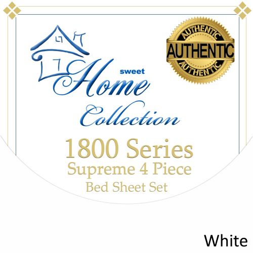  Sweet Home Collection Supreme 1800 Series 4pc Bed Sheet Set Egyptian Quality Deep Pocket - Full, White