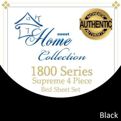  Sweet Home Collection Supreme 1800 Series 4pc Bed Sheet Set Egyptian Quality Deep Pocket - Queen, Black