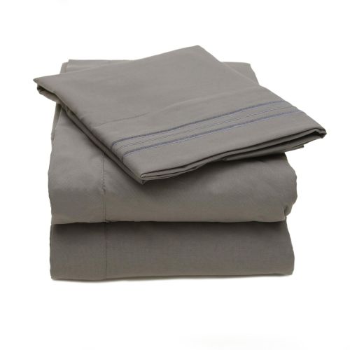 Sweet Home Collection Supreme 1800 Series 4pc Bed Sheet Set Egyptian Quality Deep Pocket - Queen, Gray