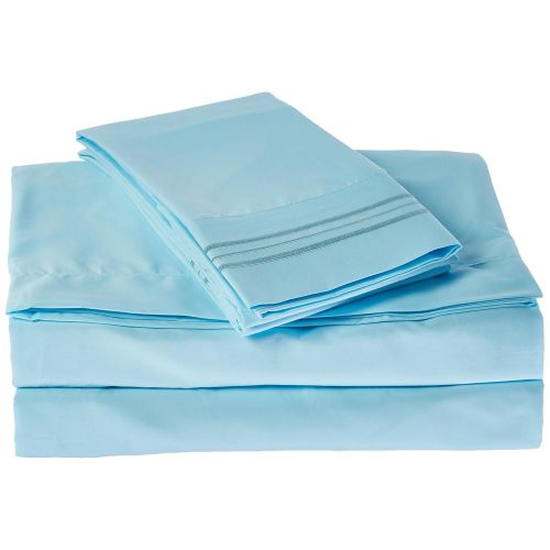  Sweet Home Collection Supreme 1800 Series 4pc Bed Sheet Set Egyptian Quality Deep Pocket - Full, Light Blue