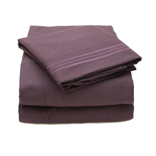  Sweet Home Collection Supreme 1800 Series 4pc Bed Sheet Set Egyptian Quality Deep Pocket - King, Purple