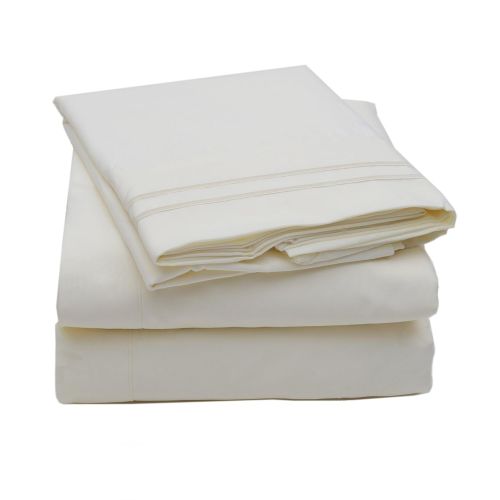  Sweet Home Collection 3 Piece 2000 12 Colors Collection Egyptian Quality Deep Pocket Bed Sheet Set, Twin, Beige