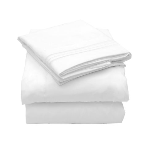  Sweet Home Collection Supreme 1800 Series 4pc Bed Sheet Set Egyptian Quality Deep Pocket - Queen, White