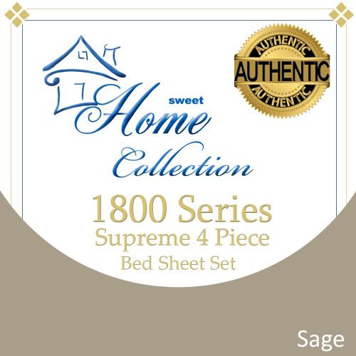  Sweet Home Collection Supreme 1800 Series 4pc Bed Sheet Set Egyptian Quality Deep Pocket - Queen, Sage