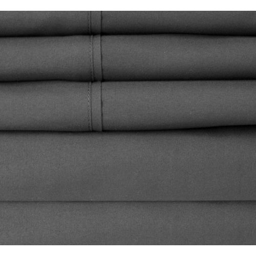  Sweet Home Collection Sheets 6 Piece 1500 Thread Count Deep Pocket Hypoallergenic Brushed Microfiber Soft and Comfortable Bedding Set, Queen, Gray