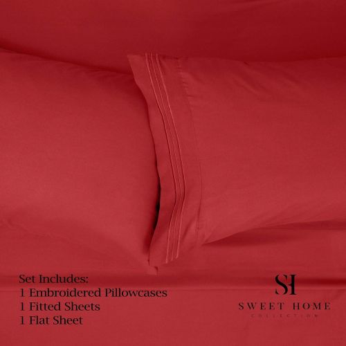  Sweet Home Collection 1500 Supreme Collection Bed Sheets Set - Premium Peach Skin Soft Luxury 3 Piece Bed Sheet Set, Since 2012 - Deep Pocket Wrinkle Free Hypoallergenic Bedding - Over 40+ Colors - Twin