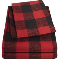 1500 Supreme Collection Buffalo Print Sheet Set, Queen Size - Luxury Bed Sheets Set with Deep Pocket Wrinkle Free Bedding, Queen, Burgundy/Black Buffalo Print