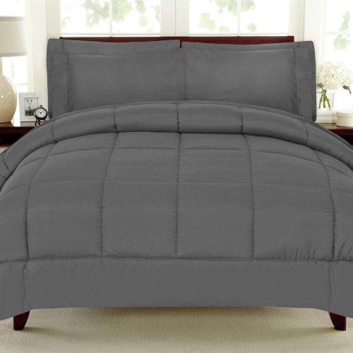  [아마존핫딜][아마존 핫딜] Sweet Home Collection 7 Piece Bed-In-A-Bag Solid Color Comforter & Sheet Set, King, Gray