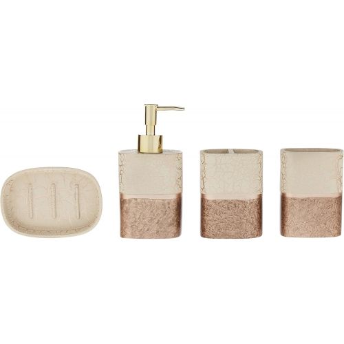  Sweet Home Collection Bathroom Accessories Collection Unique Decorative Beautiful Designs Bath Decor, 4 Piece Set, Parker