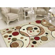 Sweet Home Stores Clifton Collection Modern Circles Design Area Rug, 82x910, Beige