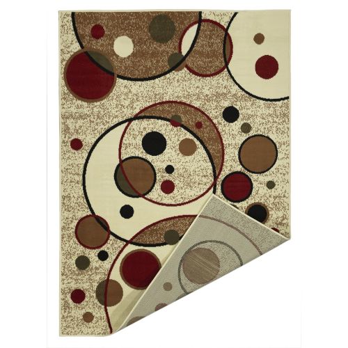 Sweet Home Stores Clifton Collection Modern Circles Design Area Rug, 82x910, Beige