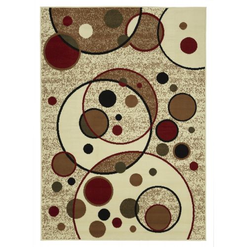  Sweet Home Stores Clifton Collection Modern Circles Design Area Rug, 82x910, Beige