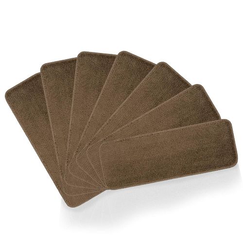  Sweet Home Stores Sweethome Stores Non-Slip Shag Carpet Stair Treads, (9X26)-7 Pack- Brown Solid