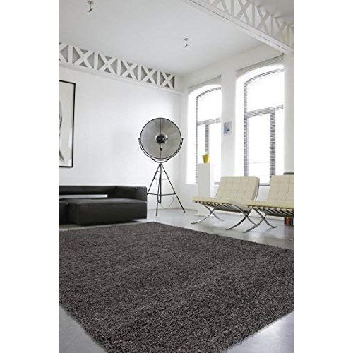  Sweet Home Stores Cozy Shag Collection Solid Contemporary Living and Bedroom Soft Shaggy Area Rug, 84 L x 60 W, Charcoal Grey