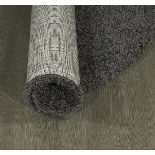  Sweet Home Stores Cozy Shag Collection Solid Contemporary Living and Bedroom Soft Shaggy Area Rug, 84 L x 60 W, Charcoal Grey