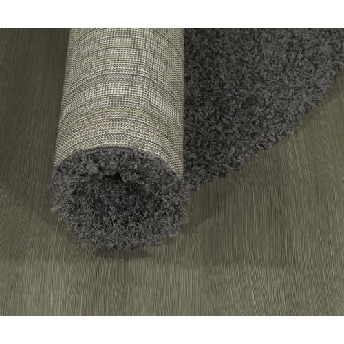  Sweet Home Stores Cozy Shag Collection Solid Contemporary Living and Bedroom Soft Shaggy Area Rug, 84 L x 60 W, Charcoal Grey