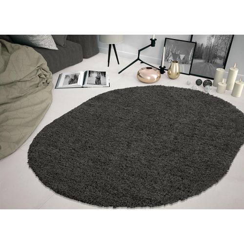  Sweet Home Stores Cozy Shag Collection Solid Contemporary Living and Bedroom Soft Shaggy Area Rug, 84 L x 60 W, Charcoal Grey