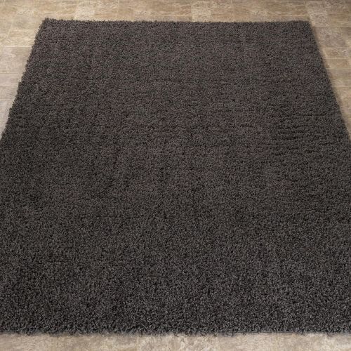  Sweet Home Stores Cozy Shag Collection Solid Contemporary Living and Bedroom Soft Shaggy Area Rug, 84 L x 60 W, Charcoal Grey