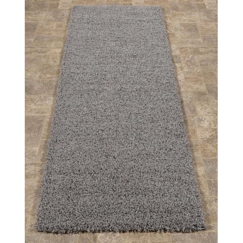  Sweet Home Stores Cozy Shag Collection Solid Contemporary Living and Bedroom Soft Shaggy Area Rug, 84 L x 60 W, Charcoal Grey