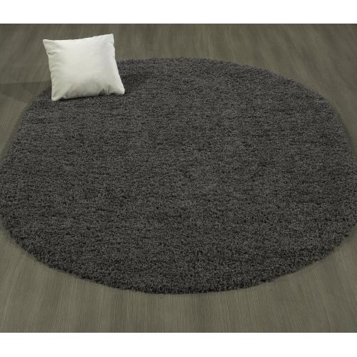  Sweet Home Stores Cozy Shag Collection Solid Contemporary Living and Bedroom Soft Shaggy Area Rug, 84 L x 60 W, Charcoal Grey