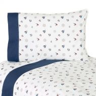 Sweet Jojo Designs 4-Piece Queen Sheet Set for Nautical Nights Sailboat Bedding Collection