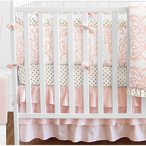  Sweet Jojo Designs 9-Piece Blush Pink White Damask and Gold Polka Dot Amelia Baby Girls Crib...