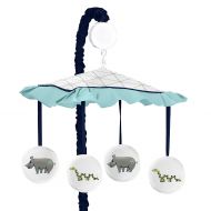 Sweet Jojo Designs Turquoise and Navy Blue Safari Animal Musical Baby Crib Mobile for Mod...