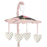 Sweet Jojo Designs Black, Blush Pink and Gold Musical Baby Crib Mobile for Watercolor Floral...