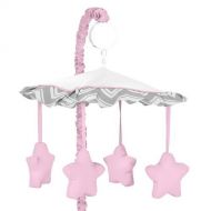 Sweet Jojo Designs Pink and Gray Chevron Zig Zag Musical Baby Crib Mobile