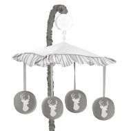 Sweet Jojo Designs Grey and White Deer Musical Baby Crib Mobile for Woodsy Collection by