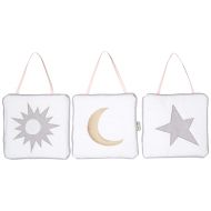 Sweet Jojo Designs 3-Piece Blush Pink, Gold, Grey and White Star and Moon Wall Hanging Decor for Celestial Collection