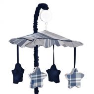 Sweet Jojo Designs Musical Baby Crib Mobile for Navy Blue and Gray Plaid Collection