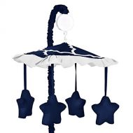 Navy Blue and White Modern Musical Baby Crib Mobile for Trellis Lattice Collection by Sweet Jojo Designs