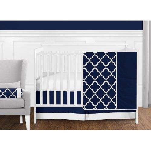  Navy Blue and White Modern Musical Baby Crib Mobile for Trellis Lattice Collection by Sweet Jojo Designs