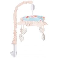 Sweet Jojo Designs Turquoise, Peach and Gold Musical Baby Crib Mobile for Watercolor Floral Collection - Pink Rose Flower