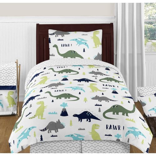  Sweet Jojo Designs Blue and Green Modern Dinosaur Girl or Boy Baby and Kids Wall Decal Stickers - Set of 4 Sheets