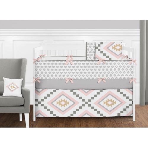  Blush Pink and Grey Boho and Tribal Musical Baby Crib Mobile for Aztec Collection by Sweet Jojo Designs