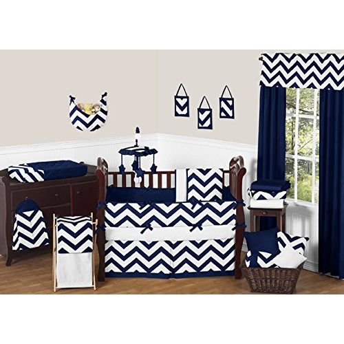  Zig Zag Navy and White Chevron Musical Baby Crib Mobile by Sweet Jojo Designs