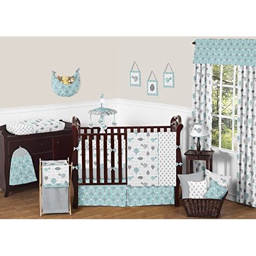  Sweet Jojo Designs Turquoise Blue and Gray Earth and Sky Nature Birds Musical Baby Crib Mobile