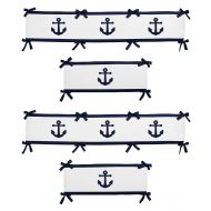 Sweet Jojo Designs Anchors Away Nautical Navy Blue and White Boys Collection 4 Piece Baby Crib Bumper