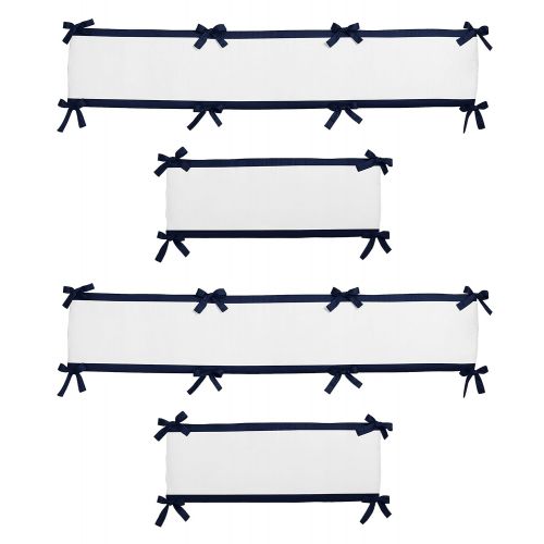  Sweet Jojo Designs Anchors Away Nautical Navy Blue and White Boys Collection 4 Piece Baby Crib Bumper