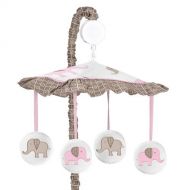 Pink and Brown Mod Elephant Musical Baby Crib Mobile by Sweet Jojo Designs