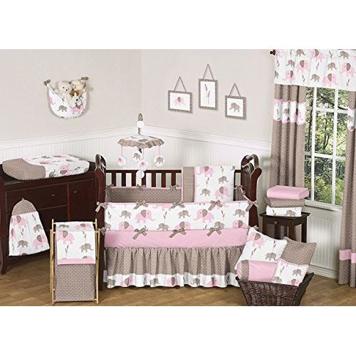  Pink and Brown Mod Elephant Musical Baby Crib Mobile by Sweet Jojo Designs