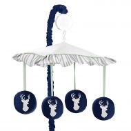 Sweet Jojo Designs Musical Baby Crib Mobile for Navy, Mint and Grey Woodsy Deer Boys Collection