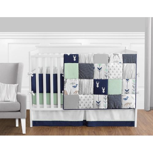  Sweet Jojo Designs Musical Baby Crib Mobile for Navy, Mint and Grey Woodsy Deer Boys Collection