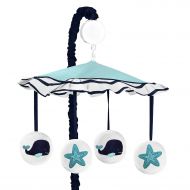 Sweet Jojo Designs Blue Whale Collection Girls Boys Musical Baby Crib Mobile