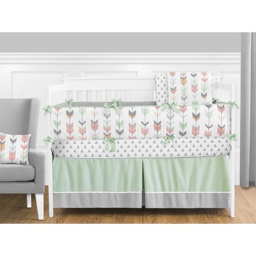  Sweet Jojo Designs Grey, Coral and Mint Woodland Arrow Girls Musical Baby Crib Mobile