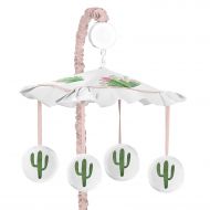Pink and Green Boho Watercolor Musical Baby Crib Mobile for Cactus Floral Collection by Sweet Jojo Designs