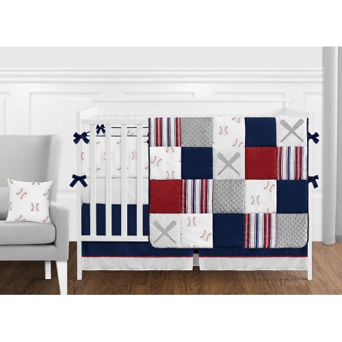  Sweet Jojo Designs Red, White and Blue Musical Baby Crib Mobile for Baseball Patch Sports Collection