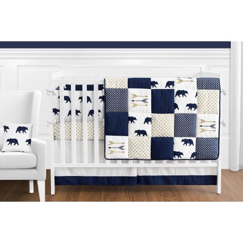  Navy Blue, Gold, and White Musical Baby Crib Mobile for Big Bear Collection by Sweet Jojo Designs